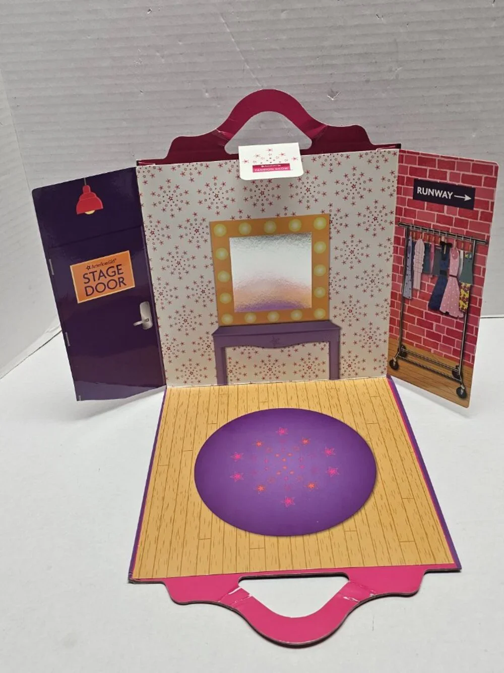 American Girl Fashion Show Stage Paper Dolls Play Set Outfits Fold Out Cardboard